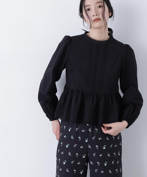 N.(N. Natural Beauty Basic)(エヌエヌナチュラルビューティーベーシック)の「コットンレースブラウス(シャツ/ブラウス・レディース・オフホワイト/ピンク/ブラック・フリ-)」の2枚目の写真