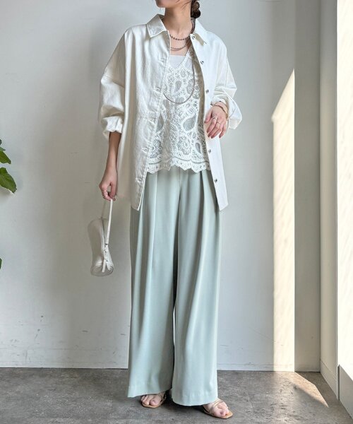 DouDou（ドゥドゥ）の「リヨセルツイルシャツ（シャツ/ブラウス・レディース・ブルー/オフホワイト・FREE）」の5枚目の写真