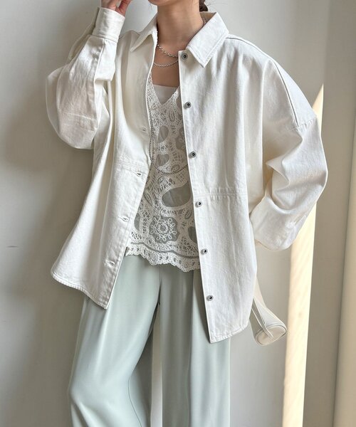 DouDou（ドゥドゥ）の「リヨセルツイルシャツ（シャツ/ブラウス・レディース・ブルー/オフホワイト・FREE）」の8枚目の写真