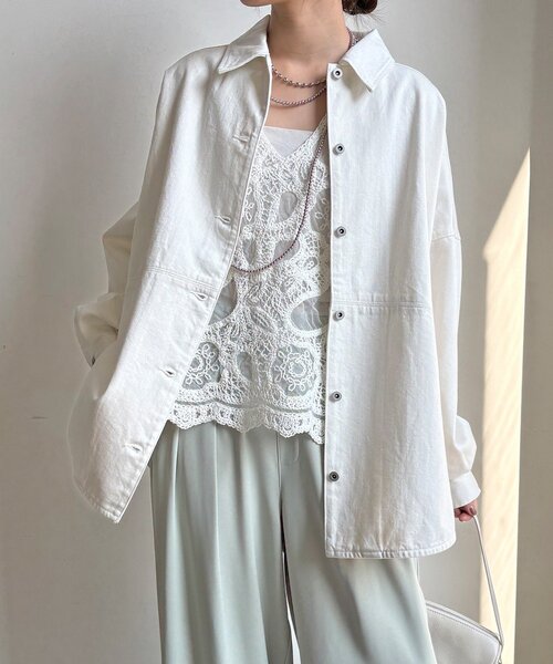 DouDou（ドゥドゥ）の「リヨセルツイルシャツ（シャツ/ブラウス・レディース・ブルー/オフホワイト・FREE）」の11枚目の写真