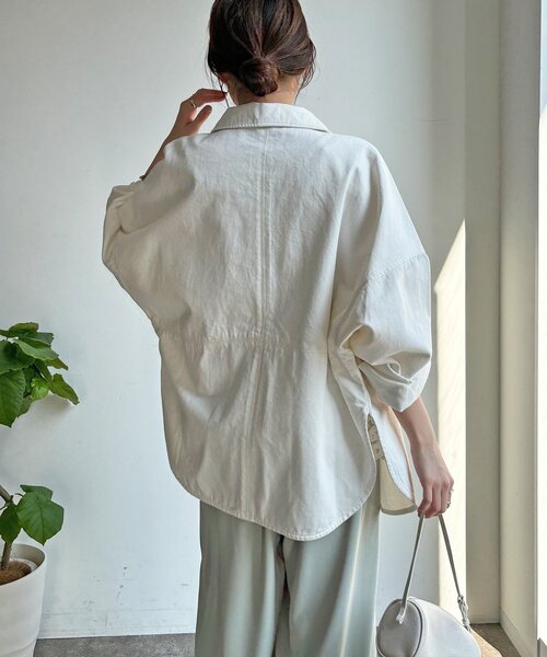 DouDou（ドゥドゥ）の「リヨセルツイルシャツ（シャツ/ブラウス・レディース・ブルー/オフホワイト・FREE）」の12枚目の写真