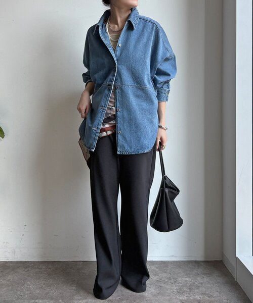 DouDou（ドゥドゥ）の「リヨセルツイルシャツ（シャツ/ブラウス・レディース・ブルー/オフホワイト・FREE）」の13枚目の写真