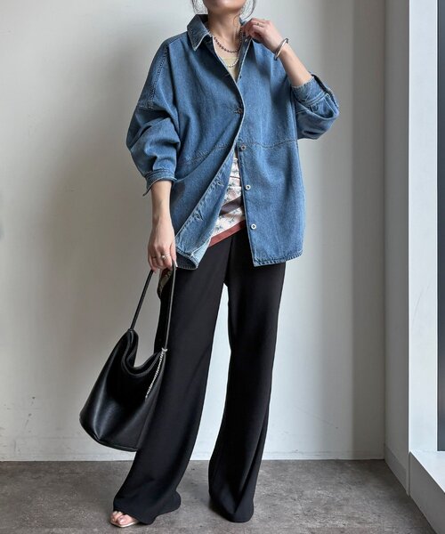 DouDou（ドゥドゥ）の「リヨセルツイルシャツ（シャツ/ブラウス・レディース・ブルー/オフホワイト・FREE）」の14枚目の写真