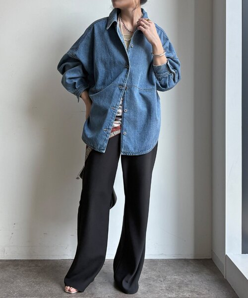 DouDou（ドゥドゥ）の「リヨセルツイルシャツ（シャツ/ブラウス・レディース・ブルー/オフホワイト・FREE）」の15枚目の写真