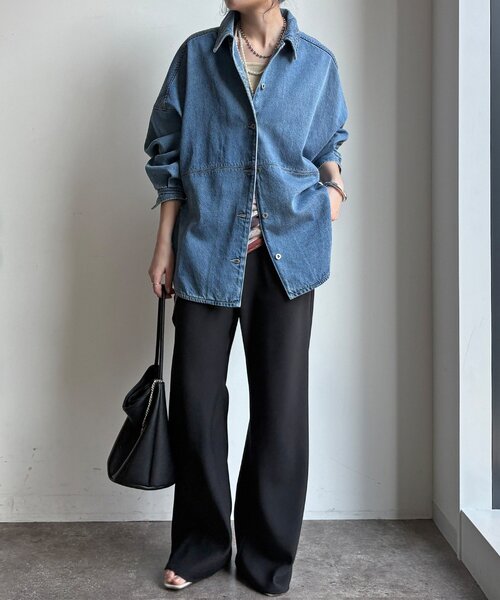 DouDou（ドゥドゥ）の「リヨセルツイルシャツ（シャツ/ブラウス・レディース・ブルー/オフホワイト・FREE）」の16枚目の写真