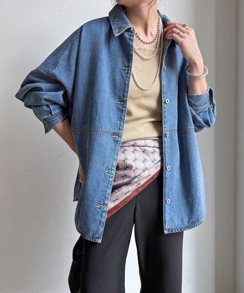 DouDou（ドゥドゥ）の「リヨセルツイルシャツ（シャツ/ブラウス・レディース・ブルー/オフホワイト・FREE）」の19枚目の写真