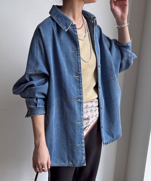 DouDou（ドゥドゥ）の「リヨセルツイルシャツ（シャツ/ブラウス・レディース・ブルー/オフホワイト・FREE）」の20枚目の写真