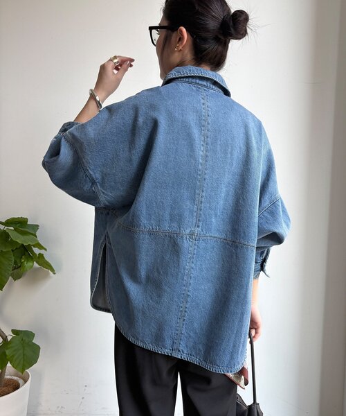 DouDou（ドゥドゥ）の「リヨセルツイルシャツ（シャツ/ブラウス・レディース・ブルー/オフホワイト・FREE）」の21枚目の写真