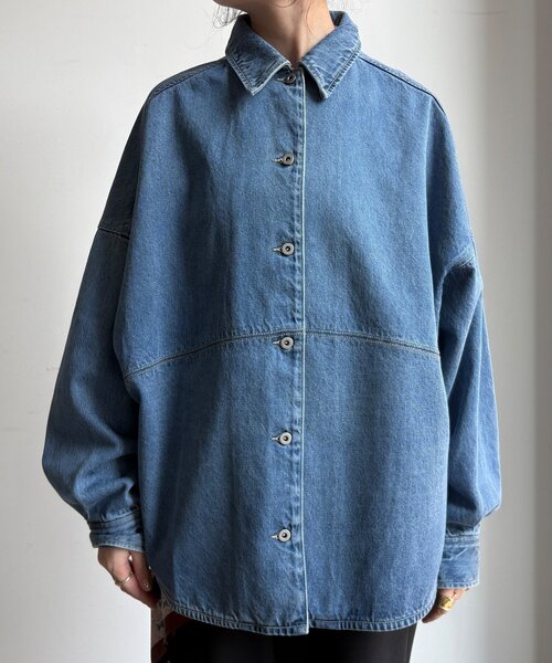 DouDou（ドゥドゥ）の「リヨセルツイルシャツ（シャツ/ブラウス・レディース・ブルー/オフホワイト・FREE）」の22枚目の写真