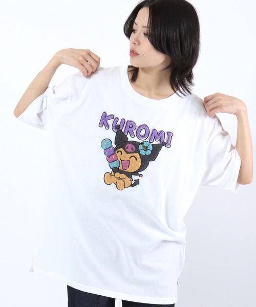 sanrio(サンリオ)の「sanrio(サンリオ)日焼けキャラクター サガラ刺繍 ビッグTシャツ/半袖 キャラT 夏コーデシャツ(Tシャツ/カットソー・レディース・スミクロ/グレー系/オフホワイト/サックスブルー・M/L)」の22枚目の写真