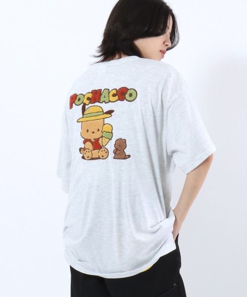 sanrio(サンリオ)の「sanrio(サンリオ)日焼けキャラクター サガラ刺繍 ビッグTシャツ/半袖 キャラT 夏コーデシャツ(Tシャツ/カットソー・レディース・スミクロ/グレー系/オフホワイト/サックスブルー・M/L)」の18枚目の写真