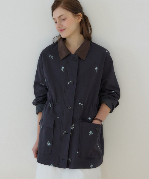 OURHOPE(アワーホープ)の「フローラ刺繍コットンジャケット - ネイビー(その他アウター・レディース・ネイビー・ONE)」の1枚目の写真