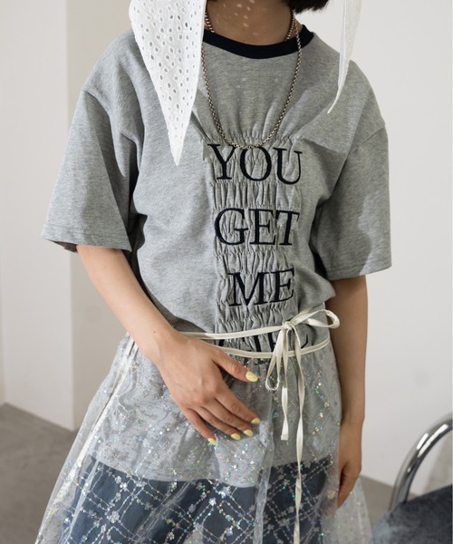 MIDVEIN(ミッドヴェイン)の「Shirring ringer T(Tシャツ/カットソー・レディース・ブラック/杢グレー/イエロー/ホワイト・FREE)」の3枚目の写真