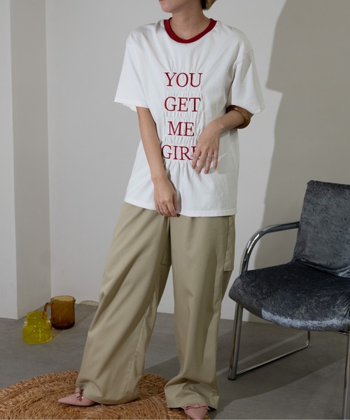 MIDVEIN(ミッドヴェイン)の「Shirring ringer T(Tシャツ/カットソー・レディース・ブラック/杢グレー/イエロー/ホワイト・FREE)」の16枚目の写真