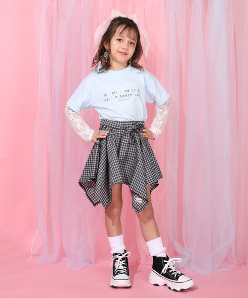 BABYDOLL(ベビードール)の「レース袖レイヤードロンT 1419K(Tシャツ/カットソー・キッズ・ホワイト/スカイブルー系1・130cm/140cm/100cm/110cm/120cm/90cm)」の7枚目の写真