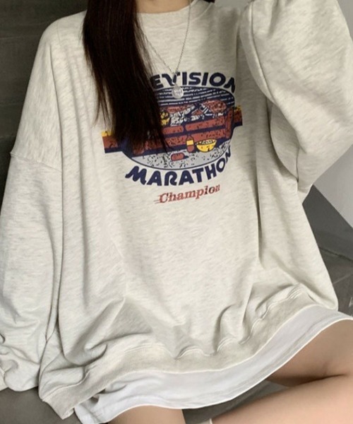SallyLunn（サリーラン）の「ヴィンテージプリント オーバーサイズスウェット（スウェット・レディース・ブラック/グレー・LARGE/MEDIUM）」の8枚目の写真
