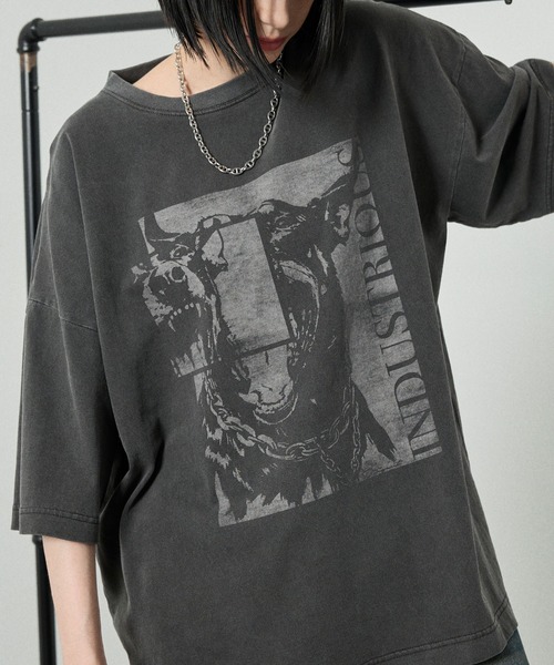 Alfred Alex(アルフレッドアレックス)の「【Alfred Alex】Animal Graphic Tee / ヴィンテージライク アニマルグラフィック オーバーサイズ Tシャツ(Tシャツ/カットソー・メンズ・グレイッシュブルー/ブラック/グレー/ブラック系・L/M)」の6枚目の写真