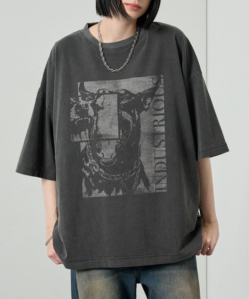 Alfred Alex(アルフレッドアレックス)の「【Alfred Alex】Animal Graphic Tee / ヴィンテージライク アニマルグラフィック オーバーサイズ Tシャツ(Tシャツ/カットソー・メンズ・グレイッシュブルー/ブラック/グレー/ブラック系・L/M)」の7枚目の写真