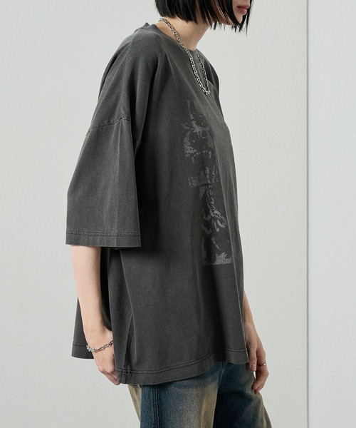 Alfred Alex(アルフレッドアレックス)の「【Alfred Alex】Animal Graphic Tee / ヴィンテージライク アニマルグラフィック オーバーサイズ Tシャツ(Tシャツ/カットソー・メンズ・グレイッシュブルー/ブラック/グレー/ブラック系・L/M)」の9枚目の写真