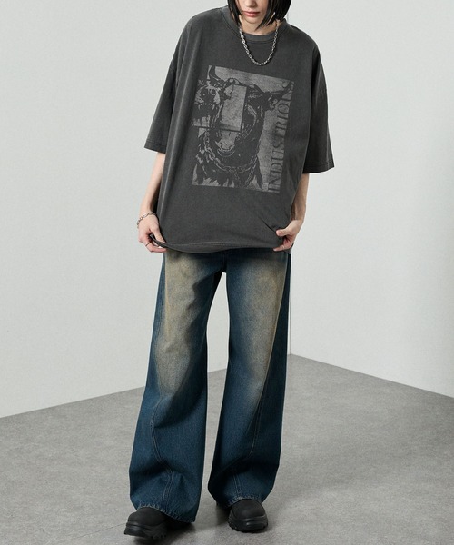 Alfred Alex(アルフレッドアレックス)の「【Alfred Alex】Animal Graphic Tee / ヴィンテージライク アニマルグラフィック オーバーサイズ Tシャツ(Tシャツ/カットソー・メンズ・グレイッシュブルー/ブラック/グレー/ブラック系・L/M)」の14枚目の写真