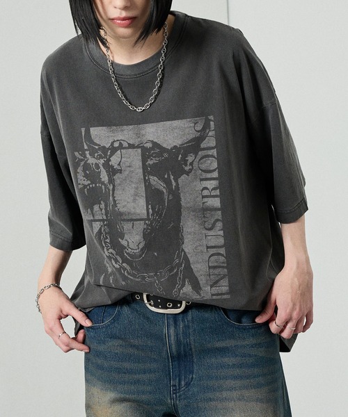Alfred Alex(アルフレッドアレックス)の「【Alfred Alex】Animal Graphic Tee / ヴィンテージライク アニマルグラフィック オーバーサイズ Tシャツ(Tシャツ/カットソー・メンズ・グレイッシュブルー/ブラック/グレー/ブラック系・L/M)」の17枚目の写真