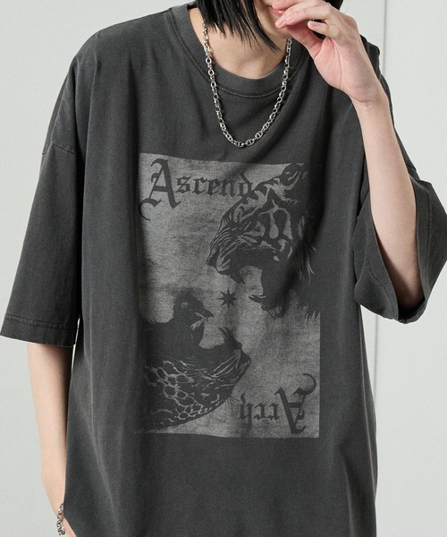 Alfred Alex(アルフレッドアレックス)の「【Alfred Alex】Animal Graphic Tee / ヴィンテージライク アニマルグラフィック オーバーサイズ Tシャツ(Tシャツ/カットソー・メンズ・グレイッシュブルー/ブラック/グレー/ブラック系・L/M)」の19枚目の写真