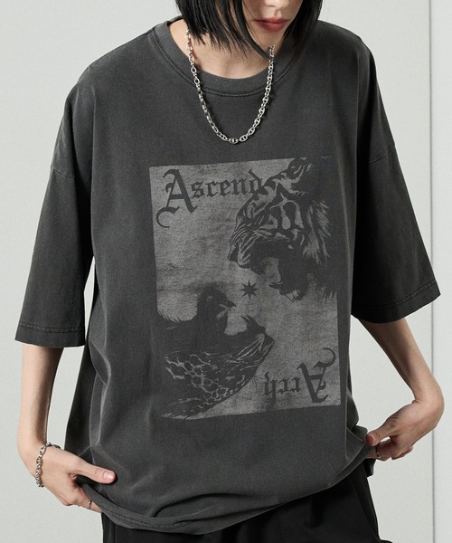 Alfred Alex(アルフレッドアレックス)の「【Alfred Alex】Animal Graphic Tee / ヴィンテージライク アニマルグラフィック オーバーサイズ Tシャツ(Tシャツ/カットソー・メンズ・グレイッシュブルー/ブラック/グレー/ブラック系・L/M)」の22枚目の写真