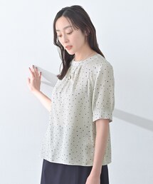 【洗える/スーツインナー】タックディティールブラウス