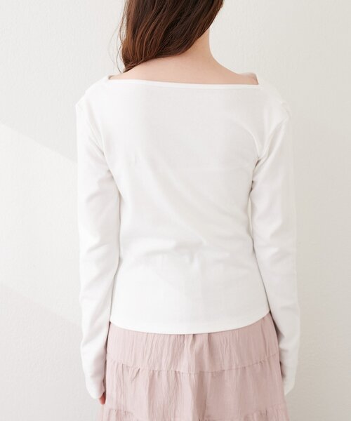 natural couture（ナチュラルクチュール）の「スムース天竺ドレーププルオーバー（ニット/セーター・レディース・オフホワイト/ブラック/ピンク・FREE）」の10枚目の写真