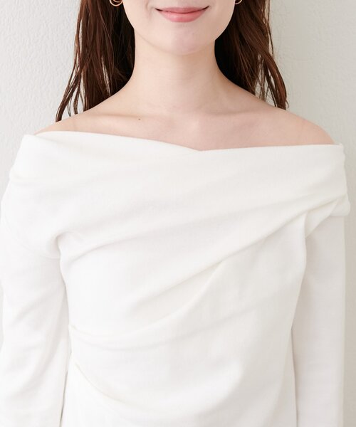 natural couture（ナチュラルクチュール）の「スムース天竺ドレーププルオーバー（ニット/セーター・レディース・オフホワイト/ブラック/ピンク・FREE）」の12枚目の写真