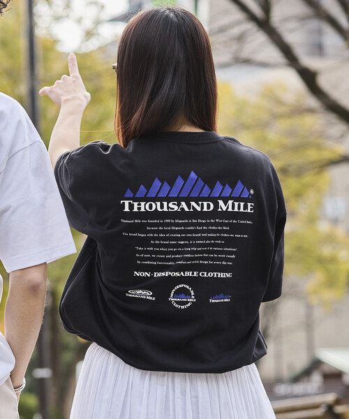 THOUSAND MILE(サウザンドマイル)の「限定展開 THOUSAND MILE/サウザンドマイル THOUSAND MILE×FREAK'S STORE/サウザンドマイル 別注 バックプリント ヒストリーロゴTシャツ/抗菌防臭/吸水速乾(Tシャツ/カットソー・メンズ・ホワイト/グリーン/アッシュグレー/ブラック・SMALL/MEDIUM/LARGE)」の1枚目の写真