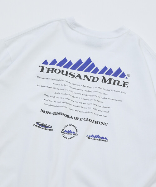THOUSAND MILE(サウザンドマイル)の「限定展開 THOUSAND MILE/サウザンドマイル THOUSAND MILE×FREAK'S STORE/サウザンドマイル 別注 バックプリント ヒストリーロゴTシャツ/抗菌防臭/吸水速乾(Tシャツ/カットソー・メンズ・ホワイト/グリーン/アッシュグレー/ブラック・SMALL/MEDIUM/LARGE)」の6枚目の写真