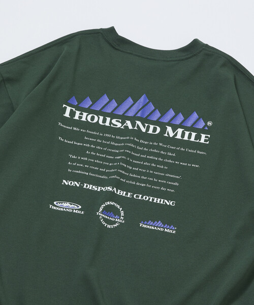 THOUSAND MILE(サウザンドマイル)の「限定展開 THOUSAND MILE/サウザンドマイル THOUSAND MILE×FREAK'S STORE/サウザンドマイル 別注 バックプリント ヒストリーロゴTシャツ/抗菌防臭/吸水速乾(Tシャツ/カットソー・メンズ・ホワイト/グリーン/アッシュグレー/ブラック・SMALL/MEDIUM/LARGE)」の15枚目の写真