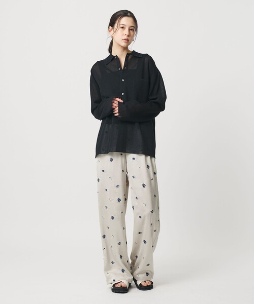 BEAUTY&YOUTH UNITED ARROWS(ビューティーアンドユースユナイテッドアローズ)の「フラワー エンブロイダリー ドローストリング パンツ ウォッシャブル(その他パンツ・レディース・ライトグレー/ブラック・M/S)」の7枚目の写真