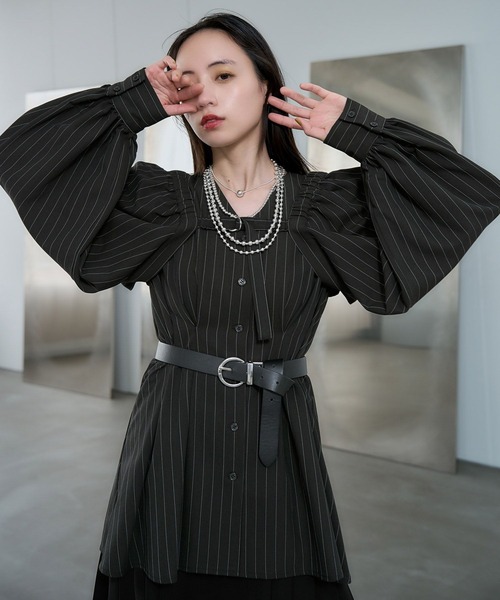 HARE（ハレ）の「2Pボレロ/ノースリーブシャツ(HARE)（シャツ/ブラウス・レディース・ブルー/ブラック・FREE）」の2枚目の写真