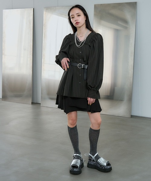 HARE（ハレ）の「2Pボレロ/ノースリーブシャツ(HARE)（シャツ/ブラウス・レディース・ブルー/ブラック・FREE）」の15枚目の写真