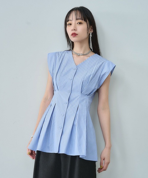 HARE（ハレ）の「2Pボレロ/ノースリーブシャツ(HARE)（シャツ/ブラウス・レディース・ブルー/ブラック・FREE）」の14枚目の写真