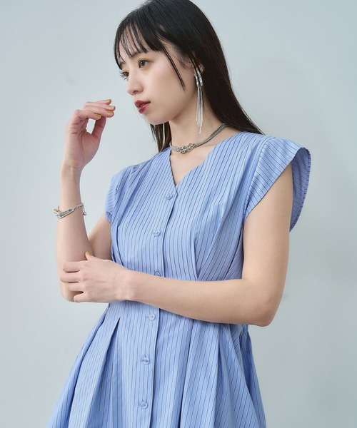 HARE（ハレ）の「2Pボレロ/ノースリーブシャツ(HARE)（シャツ/ブラウス・レディース・ブルー/ブラック・FREE）」の3枚目の写真