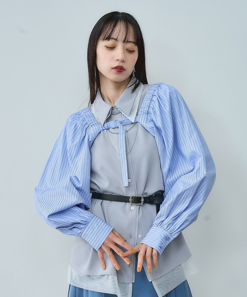 HARE（ハレ）の「2Pボレロ/ノースリーブシャツ(HARE)（シャツ/ブラウス・レディース・ブルー/ブラック・FREE）」の4枚目の写真