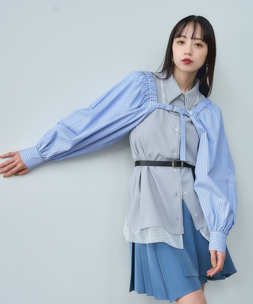 HARE（ハレ）の「2Pボレロ/ノースリーブシャツ(HARE)（シャツ/ブラウス・レディース・ブルー/ブラック・FREE）」の5枚目の写真