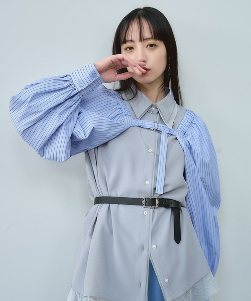 HARE（ハレ）の「2Pボレロ/ノースリーブシャツ(HARE)（シャツ/ブラウス・レディース・ブルー/ブラック・FREE）」の6枚目の写真