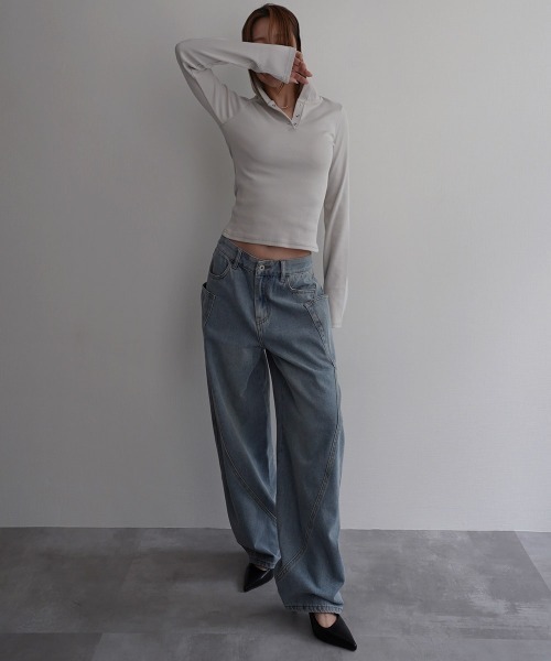 Rashik(ラシク)の「【Rashik】フーディーヘンリーネックトップス(Tシャツ/カットソー・レディース・ベージュ/ブラック/グレー・FREE)」の18枚目の写真