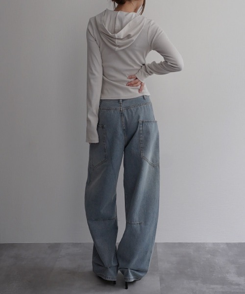 Rashik(ラシク)の「【Rashik】フーディーヘンリーネックトップス(Tシャツ/カットソー・レディース・ベージュ/ブラック/グレー・FREE)」の16枚目の写真
