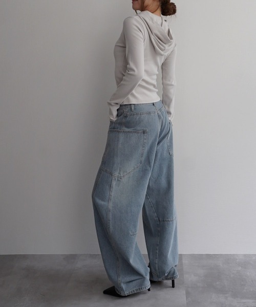 Rashik(ラシク)の「【Rashik】フーディーヘンリーネックトップス(Tシャツ/カットソー・レディース・ベージュ/ブラック/グレー・FREE)」の14枚目の写真