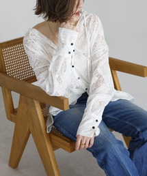 Bonjour Sagan（ボンジュールサガン）の「ブロックレースフードシャツ（シャツ/ブラウス）」