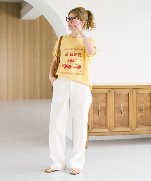 Spick & Span(スピックアンドスパン)の「《別注》BOOK CLUB/ブッククラブ We Deliver Tshirt(Tシャツ/カットソー・レディース・ブルー/ブラック系その他/イエロー・FREE)」の6枚目の写真