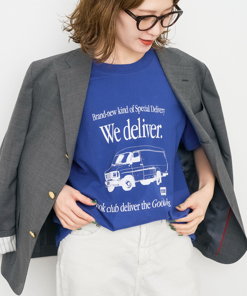 Spick & Span(スピックアンドスパン)の「《別注》BOOK CLUB/ブッククラブ We Deliver Tshirt(Tシャツ/カットソー・レディース・ブルー/ブラック系その他/イエロー・FREE)」の12枚目の写真