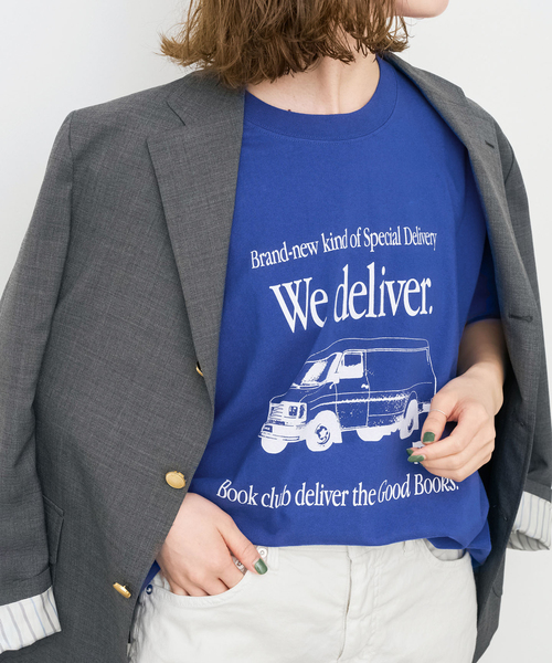 Spick & Span(スピックアンドスパン)の「《別注》BOOK CLUB/ブッククラブ We Deliver Tshirt(Tシャツ/カットソー・レディース・ブルー/ブラック系その他/イエロー・FREE)」の13枚目の写真