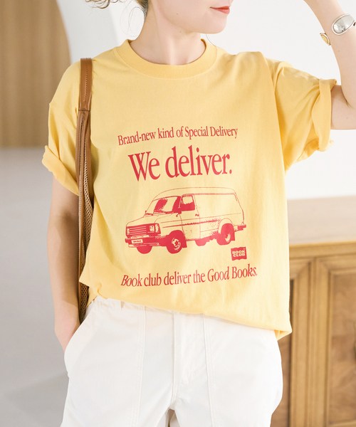 Spick & Span(スピックアンドスパン)の「《別注》BOOK CLUB/ブッククラブ We Deliver Tshirt(Tシャツ/カットソー・レディース・ブルー/ブラック系その他/イエロー・FREE)」の16枚目の写真