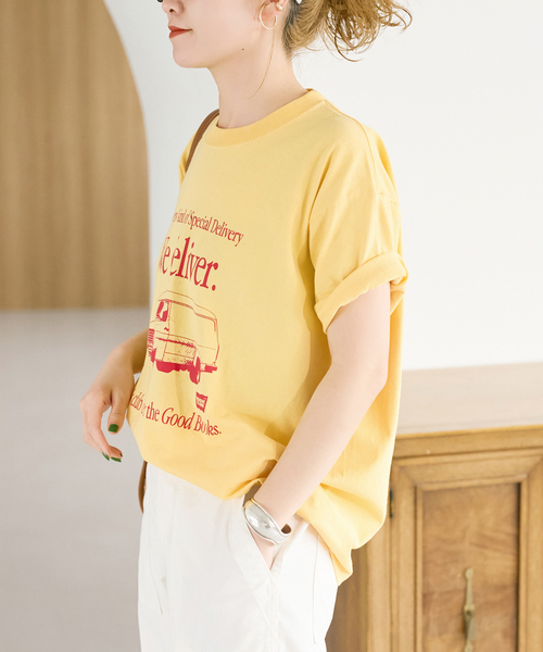 Spick & Span(スピックアンドスパン)の「《別注》BOOK CLUB/ブッククラブ We Deliver Tshirt(Tシャツ/カットソー・レディース・ブルー/ブラック系その他/イエロー・FREE)」の17枚目の写真